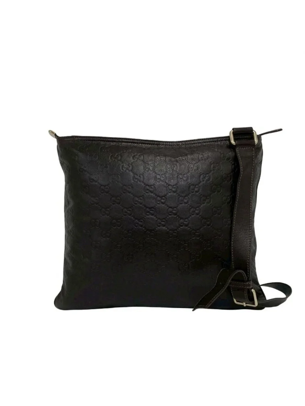 Gucci Guccissima GG Logo Leather Shoulder Bag Crossbody Pochette Brown